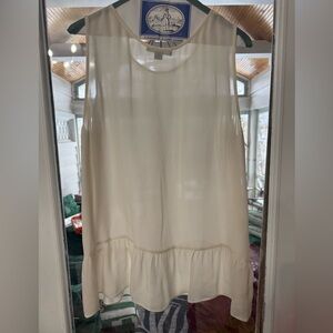 ❤️Acrobat❤️Silk Cream Ruffle Hem Tank Size LG